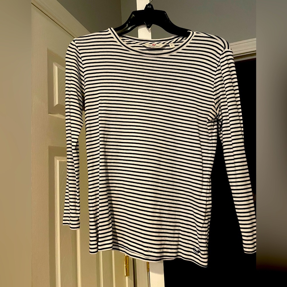Striped Navy and White Long Sleeve Top